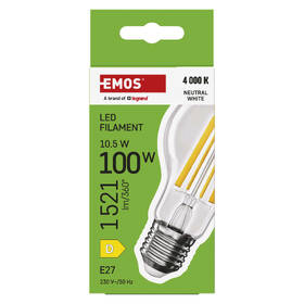LED žiarovka EMOS Filament A60, 10,5 W, E27, neutrálna biela 

 obrázok produktu 4 z 7