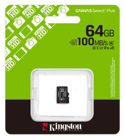 Pamäťová karta Kingston Canvas Select Plus MicroSDXC 64GB UHS-I U1 (R100/W30) čierna

 obrázok produktu 2 z 2