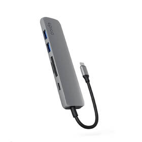 USB Hub Epico 6in1 Aluminium 8K USB-C/1× USB-C, 2× USB 3.0, HDMI, microSD, SD sivý

 obrázok produktu 1 z 3