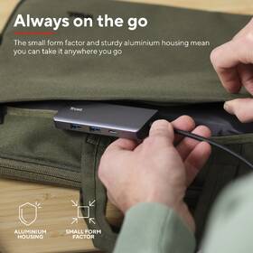 USB Hub Trust DALYX, 6-in-1 USB-C Multi-Port strieborný

 obrázok produktu 10 z 11