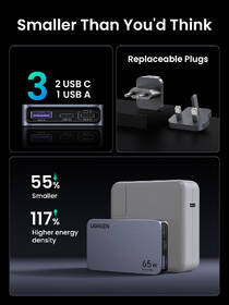 Nabíjačka do siete UGREEN 65W GaN Tech Ultra-Slim strieborná

 obrázok produktu 8 z 10