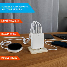 Nabíjačka do siete FIXED GaN 1x USB, 3x USB-C PD, 100W biela

 obrázok produktu 5 z 10