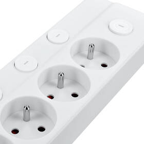 Kábel predlžovací Solight 6x zásuvka predlžovací prívod, 3m, 3 x 1mm2, biely, 6+1 vypínač biely

 obrázok produktu 3 z 4