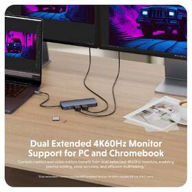 USB Hub HyperDrive EcoSmart Gen.2 Dual HDMI USB-C 11-in-1 140W PD3.1 Pass-thru 

 obrázok produktu 2 z 7