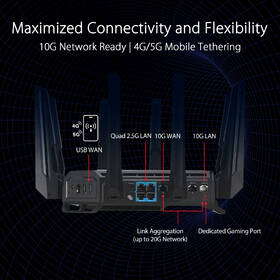 Router Asus ROG Rapture GT-BE98, Wi-Fi 7, AiMesh čierny

 obrázok produktu 8 z 11