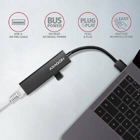 USB Hub Axagon USB 3.2 Gen 1 húb, 3x USB-A + Gigabit Ethernet, kábel USB-A 20cm čierny

 obrázok produktu 3 z 7