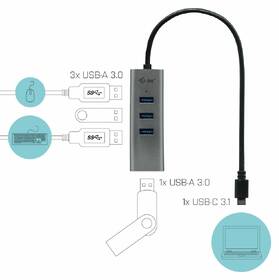 USB Hub i-tec USB-C Metal, 4x USB 3.0 sivý

 obrázok produktu 2 z 4