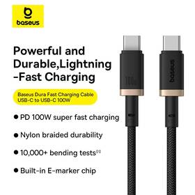 Kábel Baseus Dura USB-C/USB-C, 100W, 2m čierny/zlatý

 obrázok produktu 9 z 16