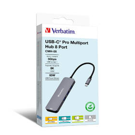 USB Hub Verbatim USB-C Pro Multiport 8 Port strieborný

 obrázok produktu 4 z 4