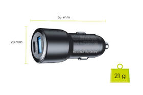 Adaptér do auta Mobile Origin 1x USB-A/1x USB-C 60W čierny

 obrázok produktu 10 z 11