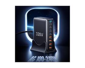Nabíjačka do siete Essager 320W, GaN, 4x USB-C, 4x USB-A čierna

 obrázok produktu 6 z 9