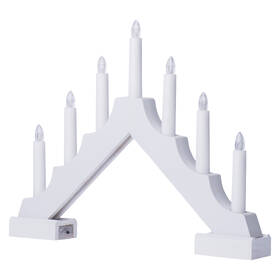 LED dekorácie EMOS 7 LED svietnik drevený biely, 29 cm, 2x AA, vnútorná, teplá biela, časovač 

 obrázok produktu 1 z 5