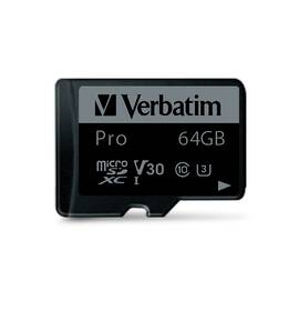 Pamäťová karta Verbatim microSDXC 64GB UHS-I V30 U3 (90R/45W) + adaptér 

 obrázok produktu 1 z 2