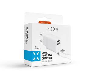 Nabíjačka do siete FIXED 17W Smart Rapid Charge, 2x USB + USB-C kábel 1m biela

 obrázok produktu 7 z 7