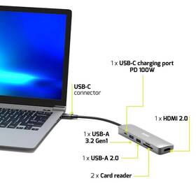 Dokovacia stanica PORT CONNECT 6v1 USB-C, 1x 4K strieborná

 obrázok produktu 5 z 8