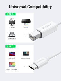 Kábel UGREEN USB-C/USB 2.0 B, 1,5m biely

 obrázok produktu 1 z 5