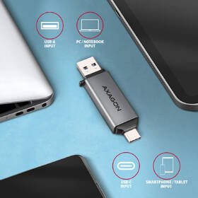 Čítačka pamäťových kariet Axagon CRE-DAC, USB-C + USB-A, SD/microSD, UHS-I čierna

 obrázok produktu 3 z 5