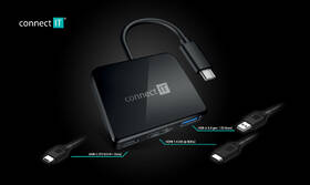 USB Hub Connect IT USB-C/USB-C, HDMI, USB 3.0 čierny

 obrázok produktu 3 z 4