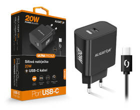 Nabíjačka do siete Aligator Power Delivery 20W, USB-C + USB-C kábel čierna

 obrázok produktu 4 z 4