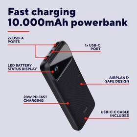 Powerbank Trust Avala, 10000 mAh, USB-C PD čierna

 obrázok produktu 4 z 10