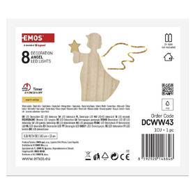 LED dekorácie EMOS drevený anjel, 13 cm, 8LED, vnútorná, teplá biela, časovač 

 obrázok produktu 3 z 6