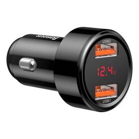 Adaptér do auta Baseus Magic 2x USB, 45 W, 6 A, s displejom čierny

 obrázok produktu 2 z 4