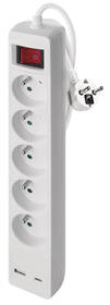 Kábel predlžovací EMOS 5x zásuvka, 1×USB-A + 1×USB-C vypínač, 3m biely

 obrázok produktu 1 z 7