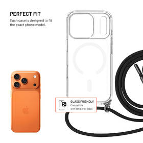 Kryt na mobil FIXED MagPure Neck s čiernou šnúrkou na krk na Apple iPhone 17 Pro priehľadný

 obrázok produktu 1 z 8