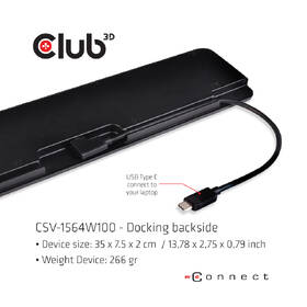 Dokovacia stanica Club3D USB-C 3.2 s napájacím adaptérom Triple Display Dynamic PD, 100 W čierna

 obrázok produktu 1 z 5