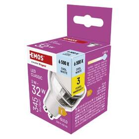 LED žiarovka EMOS Classic MR16 sklo, GU10, 3W, studená biela 

 obrázok produktu 3 z 3