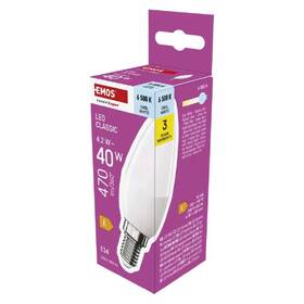 LED žiarovka EMOS Classic sviečka, E14, 4,2W, studená biela 

 obrázok produktu 3 z 3