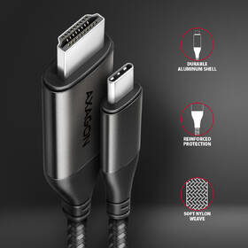 Kábel Axagon USB-C / HDMI 2.0, 1.8m, 4K/60Hz HDR10 čierny

 obrázok produktu 2 z 8