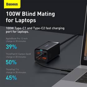 Nabíjačka do siete Baseus GaN3, 2x USB-A, 2x USB-C 100W čierna

 obrázok produktu 10 z 15