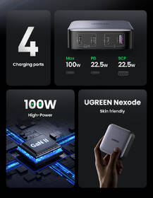 Nabíjačka do siete UGREEN 1x USB, 3x USB-C, 100W, GaN sivá

 obrázok produktu 1 z 6