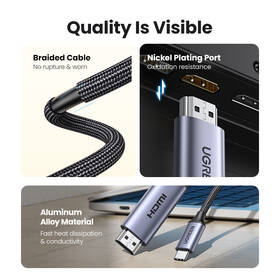 Kábel UGREEN USB-C/HDMI 8K, 1,5m čierny/sivý

 obrázok produktu 7 z 7