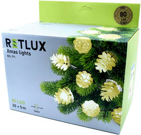 Vianočné osvetlenie RETLUX RXL 371, reťaz (šišky), 80 LED, 20 m, teplá biela 

 obrázok produktu 6 z 6
