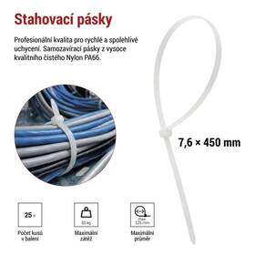 Sťahovacie pásky EMOS 450×7,6MM, 25KS biele

 obrázok produktu 6 z 8