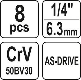 Sada hlavíc YATO 1/4" 5,5-13 mm (8 ks) 

 obrázok produktu 1 z 1