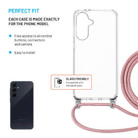 Kryt na mobil FIXED Pure Neck s ružovou šnúrkou na krk na Samsung Galaxy A36 5G priehľadný

 obrázok produktu 2 z 4