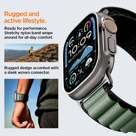 Remienok Spigen Fabric na Apple Watch 49/46/45/44mm čierny/zelený

 obrázok produktu 15 z 15