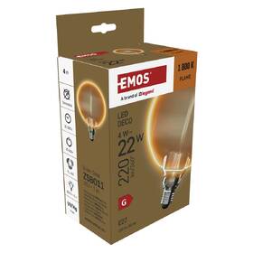 LED žiarovka EMOS DECO G130OA "O", 4W, 220 lm, E27, teplá biela+ 

 obrázok produktu 3 z 6