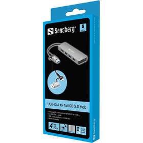 USB Hub Sandberg USB-C/A, 4× USB 3.0 strieborný

 obrázok produktu 3 z 3