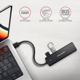USB Hub Axagon 4x USB/USB-C, kábel USB-A 19cm čierny

 obrázok produktu 2 z 4
