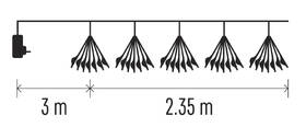 Vianočné osvetlenie EMOS 150 LED reťaz - svietiace trsy, nano, 2,35 m, vnútorná, teplá biela, časovač 

 obrázok produktu 6 z 7