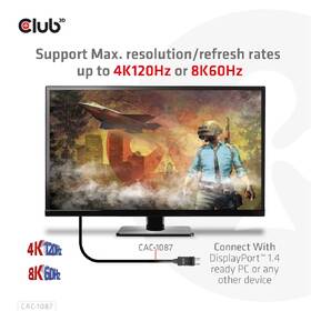 Kábel Club3D DisplayPort / HDMI 1.4, 8K, M/M, 3m 

 obrázok produktu 3 z 3
