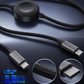 Nabíjací kábel 3mk OmniLink USB-C s nabíjaním Apple Watch a Samsung Galaxy Watch, 100 W PD, 1,5 m čierny

 obrázok produktu 4 z 5