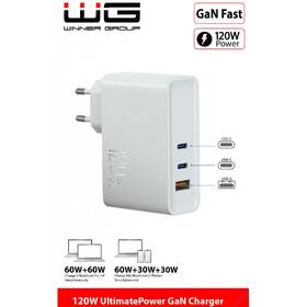 Nabíjačka do siete WG GaN, 1x USB, 2x USB-C, 120W biela

 obrázok produktu 1 z 1