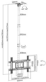Držiak na TV Arkas ATC 88A, stropný, pre uhlopriečky 32" až 88", nosnosť 50 kg čierny

 obrázok produktu 4 z 4