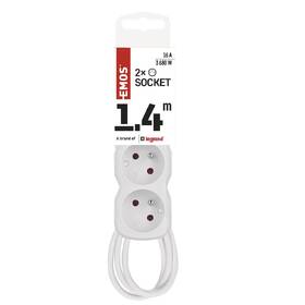 Kábel predlžovací EMOS 2 x zásuvka, vypínač, 1,4 m biely

 obrázok produktu 4 z 6