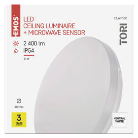 LED stropné svietidlo EMOS Tori, kruh, 24W, neutrálna biela, pohybové čidlo biele

 obrázok produktu 2 z 2